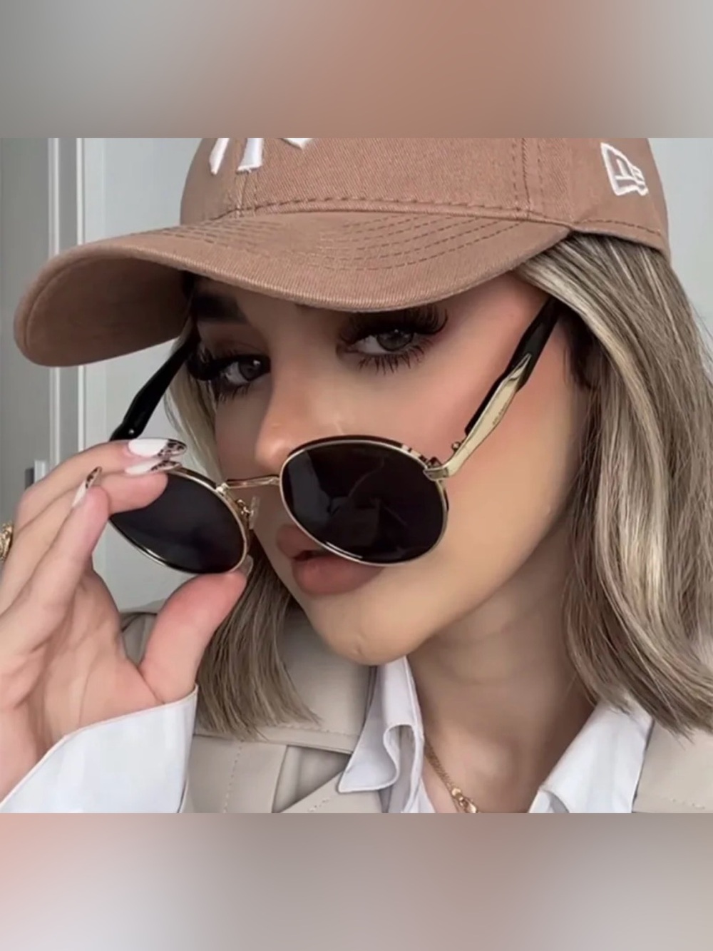 Gold Frame Black Lens Women's Sunglasses